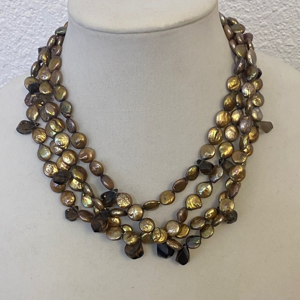 Silpada bronze coin pearl necklace 18”